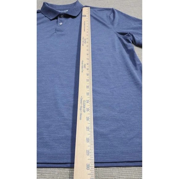 Nautica Mens XL Blue Heathered Wicking Performance Short Sleeve Polo Shirt - Picture 3 of 12